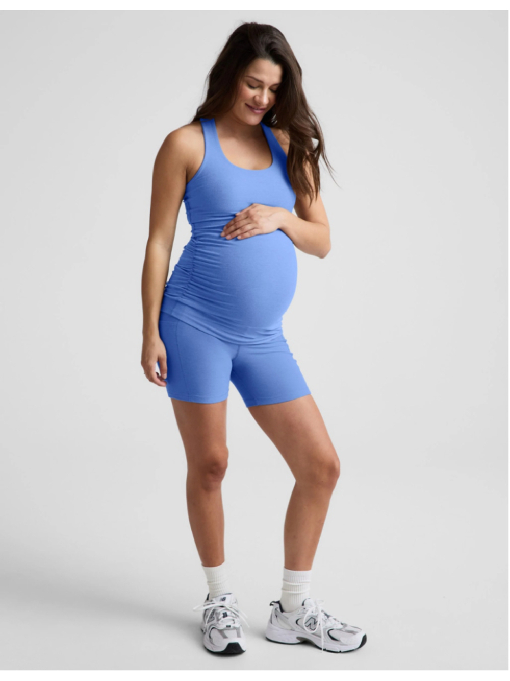 Women's Beyond Yoga Maternity Blue Spacedye Racerback Tank Top L